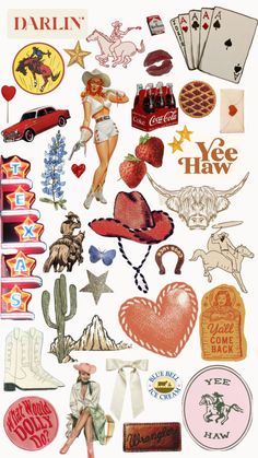 an assortment of stickers and decals on a white background