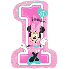 a minnie mouse 1st birthday balloon