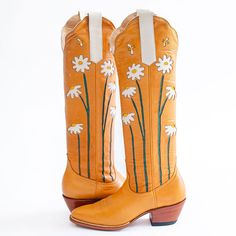 The Orange Lovely Chunky Heel Shoes are mid-calf western flower cowboy boots that combine style and comfort. Stand out with their vibrant color and chunky heel design. Color: Orange Heel Type: Chunky heel Heel height: 2.36" / 60 mm approx Product measurements were taken using size 8. Please note that measurements may vary by size. Toe: Pointed toe Floral pattern embroidery Handcrafted US sizing. Fits true to size. Flower Cowboy Boots, Floral Pattern Embroidery, Cute Cowgirl Boots, Orange Boots, Cowgirl Style Outfits, Orange Heels, Chunky Heel Shoes, Heel Design, Pattern Embroidery