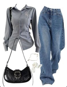 Cute Long Sleeve Shirts Outfits, Long Shirts For Women Style, Kpop Trainee Outfit, Back To School Outfits 8th Grade, Outfit Inspo With Jeans, Long Sleeve Summer Outfits, Outfit Ideas Long Sleeve, Mid Rise Jeans Outfit, High Rise Jeans Outfit