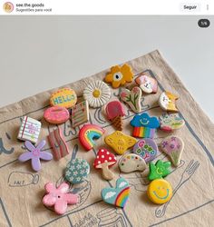 a bunch of cookies that are on top of a napkin