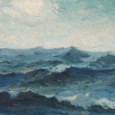 an oil painting of waves in the ocean