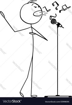 a cartoon man singing into a microphone