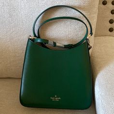 Nwt Kate Spade Green Saffiano Leather Handbag. Silver Hardware. Can Be Worn As Crossbody Or As Shoulder Bag. Super Cute Kate Spade Aesthetic Bag, Green Purse Outfit, Kate Spade Aesthetic, Dark Green Purse, Kate Spade Purse Pink, Navy Purse, Purse Outfit, 2024 Aesthetic, Kate Spade Green