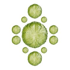 several pieces of green fruit are arranged in the shape of a circle