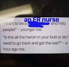 an er nurse sticker on the side of a car door that says, i want to be a nurse and help people younger me