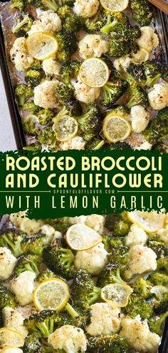 Roasted Broccoli and Cauliflower with Lemon Garlic, healthy dinner ideas, vegetable side dishes Brocoli And Cauliflower, Brocolli And Cauliflower Recipes, Broccoli And Cauliflower Side Dish, Broccoli Cauliflower Recipes, Roasted Broccoli And Cauliflower, Cauliflower Side Dish, Broccoli Side Dish, Healthy Broccoli, Broccoli And Cauliflower