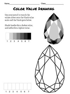 the color value drawing is shown in black and white, with an image of a diamond