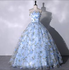 Find ideas๏ฟฝand inspiration for NEW Evening Formal Party Ball Gown Prom Bridesmaid Acting Host Dress SMFS100, Women's Dresses Prom Dresses Ball Gown Blue, Sweet 16 Dresses Blue, Long Sweet 16 Dresses, Floral Ball Gown, A Line Evening Dress, Lace Ball Gowns, Blue Party Dress, Blue Dress Formal, Evening Party Gowns