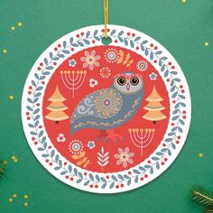 Ethnic Folk Owl Christmas Ornament Owl Christmas, Plain English, Coping Stone, Owl Ornament, Stone Look Tile, Christmas Owls, Marble Look Tile, Solid Hardwood Floors, Mosaic Stone