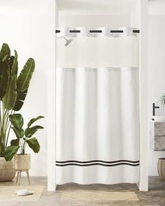 PRICES MAY VARY. [Quick installation] The curtain’s split rings make installation easy without removing the curtain rod or inserting rings into the shower curtain. No hooks are needed ensuring the curtains slide back and forth swiftly. [Easy Care] This polyester snap in shower curtain liner is easy to remove.It repels water and dries quickly, great for use in moisture-rich bathroom environments,machine washable for keeping it fresh and reusable. The shower curtain liner snaps is sold separately. Shower Curtain Ideas Bathroom, Rich Bathroom, Bathroom Decor Themes, Dream Shower, Stall Shower, Bathroom Hotel, Stall Shower Curtain, White Shower Curtain, Highland Homes