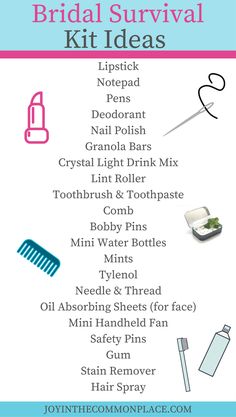 the bridal survival kit includes items for brides and grooms to use on their wedding