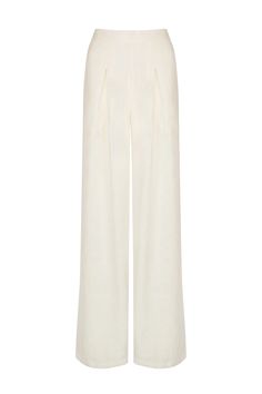 100% Linen Trousers In White High waisted Wide leg design Pleat detail to front and back waistband Flat front design with side zip fastening Fully lined Model is 175cm / 5"7 and wears XS Cold hand wash Measurements XS - Waist (66cm) | Hip (90cm) | Inside Leg (81cm) Rise (34cm) S - Waist (70cm) | Hip (94cm) | Inside Leg White High Waist Bottoms With Waistband, Formal Wide Leg Bottoms With Concealed Front Fastening, White Full-length Bottoms With Belt Loops, White Full Length Pants With Belt Loops, Elegant High Waist Wide Leg Pants With Elastic Waistband, Elegant High-waist Wide Leg Pants With Elastic Waistband, Elegant Fitted Pants With Concealed Fastening, Chic Wide Leg Bottoms With Concealed Fastening, Chic Formal Pants With Concealed Front Fastening