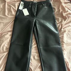 Full Leather Pants From Aritzia. I Bought The Wrong Size Absolutely Gorgeous. High Rise Leather Pants For Spring Workwear, Spring High Rise Leather Pants For Work, Spring Workwear High-rise Leather Pants, Spring Leather Straight Leg Pants For Going Out, Spring Straight Leg Leather Pants For Going Out, Formal Black Faux Leather Pants, Spring Leather Pants For Going Out, Straight Leg, Elegant High Rise Leather Pants For Spring, Black Leather Straight Leg Pants For Spring