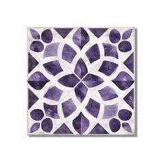 a purple and white tile design with circles on the center, in an abstract manner