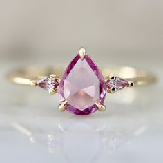 Gem Breakfast, Pink Parfait, Sapphire Birthstone Ring, Pink Academia, Colorful Rings, White Gold Promise Ring, Pink Sapphire Ring Engagement, Unique Anniversary Gifts, Sterling Silver Wedding Rings