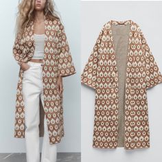 Brand New With Tags. Oversized Fit. Size Small. Casual Jacquard Knit Outerwear For Spring, Spring Jacquard Knit Long Sleeve Cardigan, Beige Jacquard Knit Long Sleeve Outerwear, Oversized Printed Spring Outerwear, Oversized Printed Outerwear For Spring, Printed Oversized Outerwear For Spring, Fall Cotton Jacquard Knit Outerwear, Casual Beige Jacquard Knit Outerwear, Beige Jacquard Knit Casual Outerwear