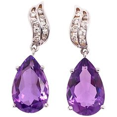 14 Kt White Gold Earrings with Diamonds And Amethysts 0.50 Total Diamond Weight 4.79 grams total weight. Gold Star Earrings, Stones Earrings, Diamond Collection, Diamond Dangle Earrings, Diamond Star, White Gold Earrings, Fabulous Jewelry, Women Diamond, Amethyst Earrings