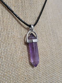 Amethyst crystal on an adjustable cord necklace Aquarius Necklace, Pagan Jewelry, Green Jasper, Starfish Necklace, Amethyst Point, Wire Wrapping Crystals, Tree Necklace, Crescent Moon Necklace, Amethyst Geode