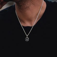 Man's Initial Letter Pendant Mens Initial Necklace, Chains For Boyfriend, Necklace Men Diy, Letter Pendent, Letter A Pendant, Pendants For Men