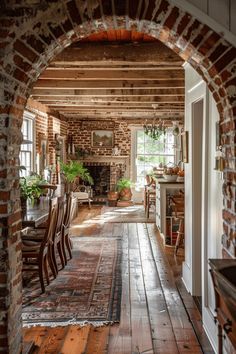 Brick Beauty in Farmhouse Design Newport Restaurants, Brick Archway, House Quiz, New England Aesthetic, Brick Cottage, New England Farmhouse, Marble House, Brick Interior, Hobbit House