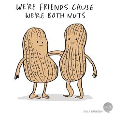 two peanuts are standing next to each other