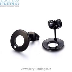 5 Pairs (10 pieces) 10mm Diameter Round Black Coloured Stainless Steel Stud Earring Findings with hole and ear nuts Material:- 304 Stainless Steel, Diameter:- 10mm, Internal Diameter:- 5 mm, Pin:- 0.8mm, Comes with black coloured ear nuts. Ideal for making your own earrings. More earring findings can be found here:- https://www.etsy.com/au/shop/JewelleryFindingsOz?ref=seller-platform-mcnav&section_id=29010812 Black Ring, Earring Stud, Electronic Items, Earring Findings, Earring Backs, Black Rings, Black Color, Stud Earrings, Craft Supplies