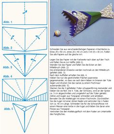 the instructions for how to make an origami fish with paper and glues