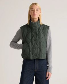 Featherless Quilted Puffer Vest Olive Green Puffer Vest Outfit, Puff Vest Outfit, Puffer Vest Outfits For Women, Puffer Vest Outfit, Trendy Vest, 2024 Wishlist, Dog Walks, Quilted Puffer Vest, Womens Puffer Vest