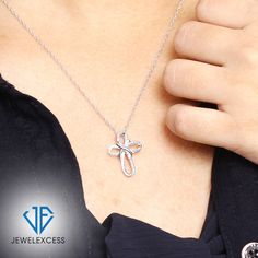 Your Faith Deserves to Be This Beautiful (& Close to Your Heart): With our JewelExcess sterling silver cross pendant your body and mind will be constantly reminded just how strong your faith is. Adorned with white or black diamonds, a heart charm, angel wings, or an infinity sign, your new silver cross necklace is a fashionable way to express your faith. Rope Chain Included - Durable & Long-Lasting: This silver cross necklace comes with an 18-inch rope chain, which is one of the most durable, he Sterling Silver Cross Pendant, Silver Cross Pendant, Diamond Cross, Diamond Cross Pendants, Cross Pendant Necklace, Sterling Silver Cross, Silver Cross, Gold Plated Silver, Meaningful Gifts