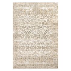 an antique style rug in cream and beige tones