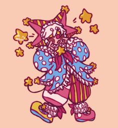 My clown sona! can you tell i luv stars? Clown Color Palette, Clown Sona, Clown Fursona, Clown Oc Art, Clown Fanart, Star Clown, Types Of Clowns, Clown Names