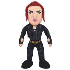 a paper doll with red hair and black suit