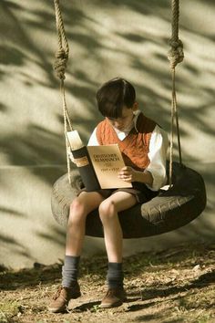 Tire Swing, Reading A Book, A Book, A Girl, Reading