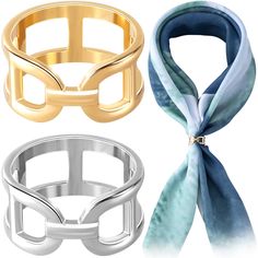 PRICES MAY VARY. Package Included: You will get 2 pcs scarf ring clip in total. Size is 0.91x0.43 inch/ 2.3x1.1 cm. 2 Classic Colors: There are 2 colors for your choice: gold and silver. You can choose the colors to match your different style outfits. Exquisite Scarf Buckle: These scarf ring clips are made of alloy, hypoallergenic, and the smooth coating surface can protect your scarf from wear or scratches. Simple and modern design, elegantly fasten your scarves, shawl and t-shirts. Perfect Gif Western Scarf, Scarf Buckle, Ring Clip, Scarf Clip, Scarf Rings, Birthday Thanksgiving, Scarf Pin, Perfect Gif, Scarf Dress