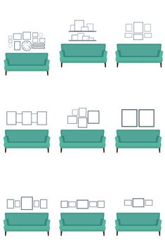 a set of couches with different shapes and sizes