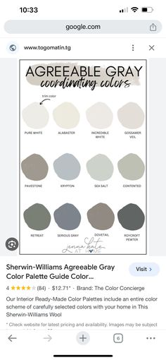 the color guide for sherylin williams agreeable gray