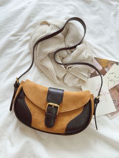 Elena Handbags Small Modern Saddle Bag Brown Crossbody Saddle Bag With Hasp Closure, Retro Saddle Bag For Daily Use, Retro Brown Baguette Bag, Retro Leather Saddle Bag, Chic Leather Saddle Bag With Hasp Closure, Leather Flap Baguette Bag, Everyday Shoulder Bag, Pu Leather Bag, Leather Saddle Bags