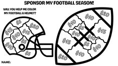 a football helmet with the words'sponsor my football season'written on it, and an image of a football helmet