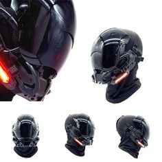 Black Helmet Mask For Cosplay, Black Helmet Mask For Cosplay Events, Black Helmet-shaped Mask For Cosplay, Cyberpunk Halloween Costume Accessories, Black Sci-fi Full Face Mask, Sci-fi Full Face Black Mask, Sci-fi Black Masks And Prosthetics For Cosplay, Black Sci-fi Masks And Prosthetics For Cosplay Events, Sci-fi Black Masks And Prosthetics For Halloween