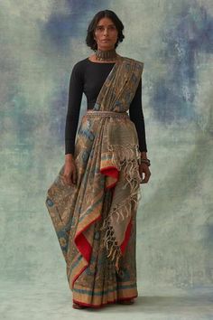 Shop for Kasturi Kundal Grey Padmini Kalamkari Tussar Silk Saree for Women Online at Aza Fashions Angrakha Style, Grey Saree, Sarees Silk, Kalamkari Saree, Organic Colors, Tussar Silk Saree, Silk Sarees Online, Indian Outfit, India Fashion