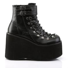 Emo Boots, Hologram Shoes, Demonia Boots, Alternative Shoes, Demonia Shoes, Black Platform Boots, Black Vegan, Black Platform, Ankle Cuffs