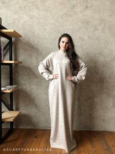 Beige melange wool fee size maxi dress with hood, Wiccan mantle dress, plus size evening clothing, wedding elegant dress, Muslim abaya Wedding Elegant Dress, Dress With Hood, Dresses Hijab, Dress Muslim, Wedding Elegant, Muslim Dress, Muslim Fashion Outfits, Elegant Wedding Dress, Dress Plus Size