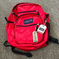 Popular Backpack With Large Water Bottle Side Pocket.2 Main Pocketsfront Pencil Areas.Padded Straps! Casual University Red Bag For Everyday Use, Red Backpack For Travel And Back To School, Red Travel Backpack For Back To School, Sporty Red Backpack For Everyday Use, Sporty Red Backpack, Functional Red Backpack For Back To School, Red Outdoor Backpack, Red Outdoor Standard Backpack, Red Backpack With Pockets For Everyday Use