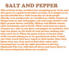 the words salt and pepper are written in an orange, black and white font on a white background