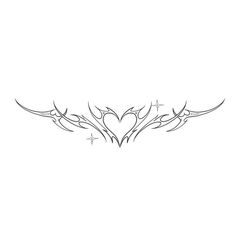 a heart with wings and stars tattoo design