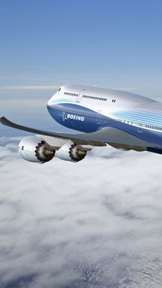 an artist's rendering of the boeing 787 jetliner flying above the clouds