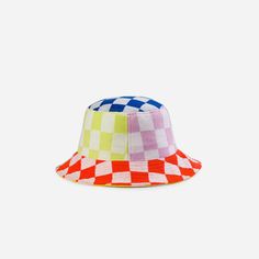 Mixed checkerboard jacquard knit bucket hat. Each hat is one of a kind – patchwork pattern placement may vary, but that's the fun of it. Details Body: 100% Acrylic Lining: 100% PolyesterMachine wash gentle, lay flat to reshape and dry8.5"w, 3.5"h, 2.25" brim Playful One Size Bucket Hat, Handmade Multicolor Bucket Hat, Playful Bucket Hat With Short Brim, One Size, Playful Multicolor Bucket Hat, Patchwork Bucket Hat, Multicolor Cotton Bucket Hat, One Size, Jacquard Knit, Patchwork Patterns, Ux Web Design