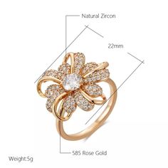 Big Flower Women Ring With White Natural CZ 585 Rose Gold jewelry gift wedding | eBay Elegant Flower-shaped Diamond Ring For Anniversary, Rose Gold Flower-shaped Rings With Cubic Zirconia, Elegant Rose Gold Cubic Zirconia Flower Ring, Rose Gold Flower-shaped Cubic Zirconia Rings, Elegant Flower Jewelry For Marriage, Elegant Flower-shaped Bridal Jewelry, Elegant Cubic Zirconia Flower Ring For Wedding, Rose Gold Diamond Bridal Sets As Gift, Elegant Rose Gold Flower-shaped Ring