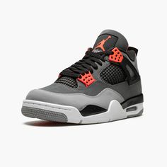 The Air Jordan 4 “Infrared” is a February 2021 release of the vintage basketball shoe in a colorway loosely inspired by the Chicago Bulls, Michael Jordan’s former basketball team. The “Infrared” version of Jordan’s fourth signature shoe also mimics the color block of the Air Jordan 4’s “Green Glow” colorway from 2013, trading the latter’s green accents for Infrared. The shoe features a synthetic nubuck upper in light and dark grey. Black accenting can be found on the black netting found on the tongue and mid-panel, on the “wings,” and inner lining. Lighter shades of grey appear on the toe [...] Air Jordan 4 Retro Infrared, Jordan 4 Retro Infrared, Jordan 4 Infrared, Air Jordan 1 Fearless, Jordan 1 Fearless, Jordan 4’s, Jordan 1 Black, Jordan Model, Vintage Basketball